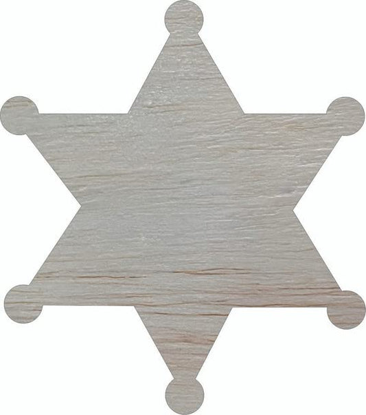 Wooden Sheriff Badge Star 22" Cutout, Unfinished Wood Blank - WoodArtSupply