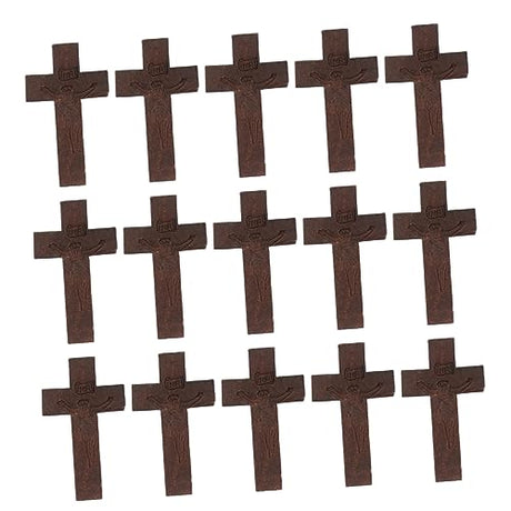 TEHAUX 100pcs Charm Holder for Necklace Locket for Men Necklace Pendant Religion Necklace Unfinished Wood Cross Crosses for Men Church Bible Supplies TEHAUX