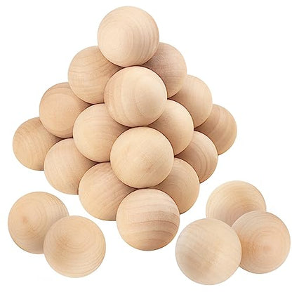 25 Pack 2 inch Unfinished Wooden Balls, Wooden Round Ball, Wood Spheres for Crafts and DIY Projects and Decorations,by GNIEMCKIN