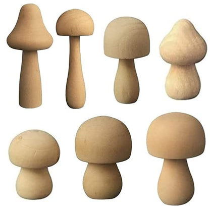 Unfinished Wooden Mushroom Toy Set, Various Sizes Mushrooms Unpainted Wood Mushroom for Children's Arts and DIY Crafts，Art & Craft Projects - WoodArtSupply