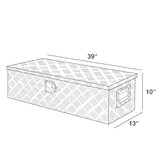 Eivojor 39" Heavy Duty Aluminum Stripes Plated Tool Box Pick Up Truck Bed RV Trailer Toolbox Storage Organizer with Side Handle, Lock and Keys - Eivojor