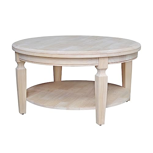 IC International Concepts Vista Round Unfinished Coffee Table - WoodArtSupply