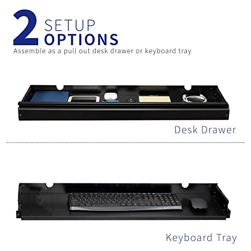 VIVO Extra Large 33 inch Under Desk Sliding Pull-out Drawer or Keyboard Tray for Office Desk, Oversized Storage for Sit Stand Workstation, Slim - WoodArtSupply