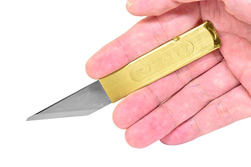 Kiridashi Craft Pocket Knife Japanese Blade Brass Handle with Sheath for Left-handed Product of Gifu Japan