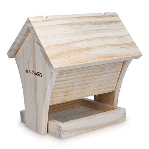 Navaris DIY Bird House Kit - 6.7" x 5.1" x 6.9" Build Your Own Wood Birdhouse Outdoor Garden Bird Table Feeder Box for Wild Birds, Sparrows and More