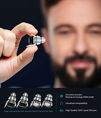 High Fidelity Concert Earplugs, Reusable Musicians Ear Plugs, 24dB Advanced Filter Technology Ear Protection Mumba