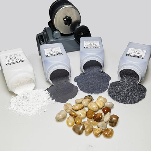 6 LBS Large Weight 4 Step Rock Tumbler Grit Set, Tumbling Media Refill-Coarse / Medium Grit / Pre-Polished / Final Polish, Works with Any Rock - WoodArtSupply