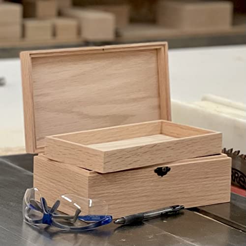 Unfinished Wood Box with Tray & Hinged Lid-DIY Jewelry Box-Keepsake Wooden Box-Personalized Memory Box-Handmade (Box Shown in Oak) - WoodArtSupply