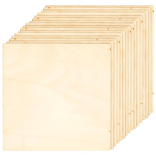 8 Pack Thin 8x8 Wood Squares for DIY Crafts, Unfinished 1/8 Inch Basswood Plywood for Laser Cutting, Wood Burning Bright Creations
