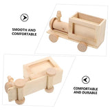 Tofficu 2pcs DIY Train Pen Holder Mini Unfinished Wooden Train Unfinished Wood Dolls DIY Wood Ornaments Small Unfinished Wood Basket Kids Painting Tofficu
