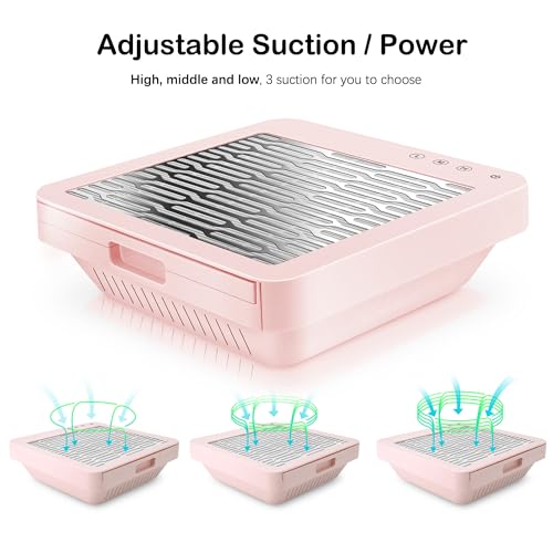 AONOLOVO Nail Dust Collector, Adjustable Suction, Powerful Nail Vacuum Fan Dust Collector Manicure Machine, Dust Collector Nail Tech Salon Use, Pink AONOLOVO