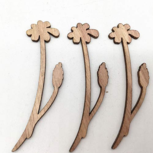 Happyyami 30pcs Wooden Flowers for Crafts Unfinished Wood Cutouts Wood Shapes Slices for DIY Wedding Birthday Party Favors Centerpieces (Assorted Happyyami