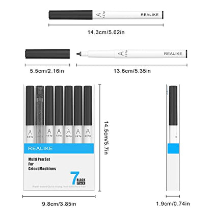 REALIKE Variety Pens for Cricut Maker 3/Maker/Explore 3/Air 2/Air,Black Pens Set of 7Pack Include Fine Point Pen,Glitter Gel, Marker, Calligraphy - WoodArtSupply