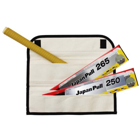 TAJIMA Pull-Stroke Saw Set - 16 TPI & 19 TPI Japanese Flush Cut Hand Saw Kit with Quick-Release Blade & Tri-Fold Canvas Carry Case - JPR-SET Tajima