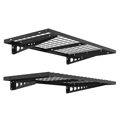 FLEXIMOUNTS 2-Pack 2x4ft Bike Storage Rack Garage Wall Shelves, 24-inch-by-48-inch, Black - WoodArtSupply