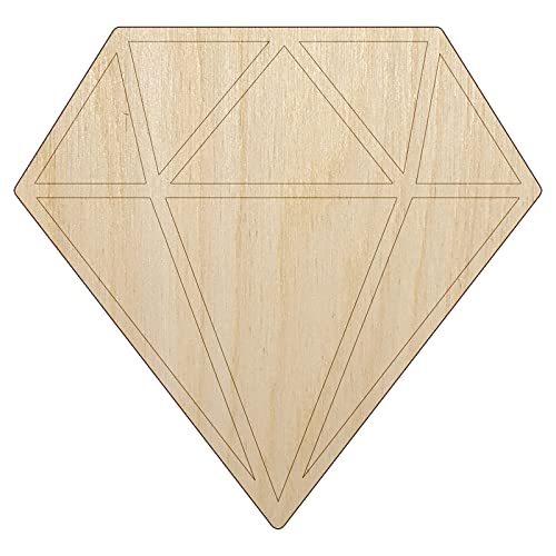 Diamond Engagement Unfinished Wood Shape Piece Cutout for DIY Craft Projects - 1/4 Inch Thick - 6.25 Inch Size - WoodArtSupply