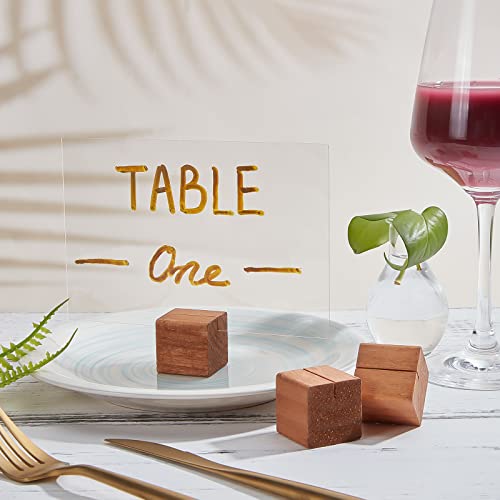 OLYCRAFT 20 Pcs Wood Place Card Holders Pine Wood Table Number Stands Saddle Brown Square Table Sign Stands for Wedding Dinner Home Party Events - WoodArtSupply