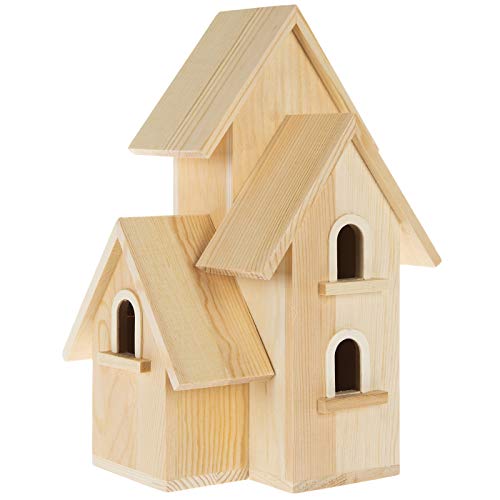 Hobby Lobby Woodpile Fun! DIY Paintable Customizable Multi-Level Duplex Unfinished Wood Birdhouse for Kids and Adults - WoodArtSupply