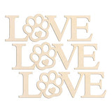 3pcs Love Paw Wood Sign Blank Wooden Dog Cat Paw Plaque Unfinished Wood DIY Crafts Cutouts Ornaments for Puppy Pet House Door Wall Decorative Creaides