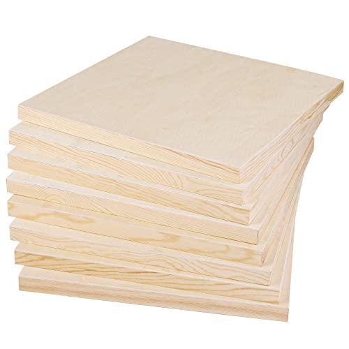 ADXCO 8 Pack Wood Panels 12 x 12 Inch Unfinished Wood Canvas Wooden Panel Boards for Painting, Pouring, Arts Use with Oils, Acrylics