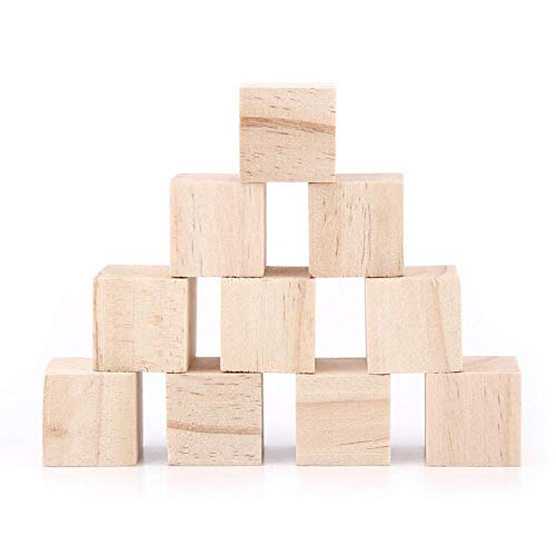 10pcs Wood Cubes, 25mm/0.98inch Wood Square Blocks Cubes Woodwork Craft Accessary for Puzzle Making, Crafts, and DIY Projects. Ciglow
