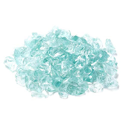 Mr. Fireglass Crushed Fire Glass for Natural or Propane Fire Pit Fireplace & Landscaping,10 lb High Luster Light Sea Blue - WoodArtSupply