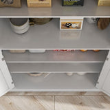 HOMCOM 72.5" Kitchen Pantry Storage Cabinet, Freestanding Kitchen Cabinet with 4 Doors and Adjustable Shelves for Dining Room, White Wood Grain HOMCOM