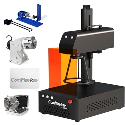 ComMarker B4 60W JPT Mopa Fiber Laser Engraving Machine with 3 Rotaries,Support Lightburn Laser Engraver,2Lens and Protective Shield Color Marking