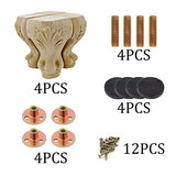 INKNOTE Solid Unfinished Wood Furniture Legs European Style Solid Wood Carving Furniture Replacement Feet for Sofa Cabinet Wardrobe Table Loveseat INKNOTE