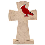 Table Top Wooden Cross with Cardinal Puzzle Cut out | 6.25" Tall | Christian Home Decoration | Great Religious Gift for Memorials House Warming, and VILLAGE GIFT IMPORTERS