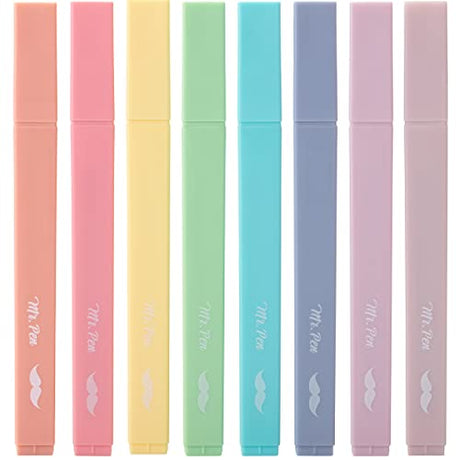 Mr. Pen- Aesthetic Cute Pastel Highlighters Set, 8 pcs, Chisel Tip, Candy Colors, No Bleed Bible Assorted Colors Mr. Pen