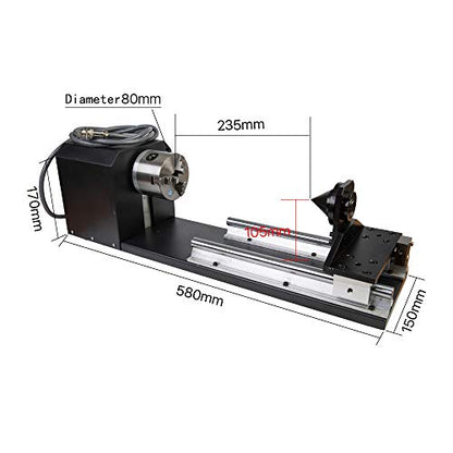 Cloudray CNC Chuck Rotation Axis Rotary Attachment Rotate Engraving for Cutting Machine (Chuck Rotation Axis + 3 Phase Stepper Motor) - WoodArtSupply