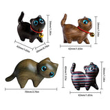 4Pcs Sandalwood Hand Carved Wood Cat, Handmade Wood Carved Cats Hand Carved Kitten Pet Sandalwood Decoration Handmade Wood Carved Cats Cute Cat SYWAN