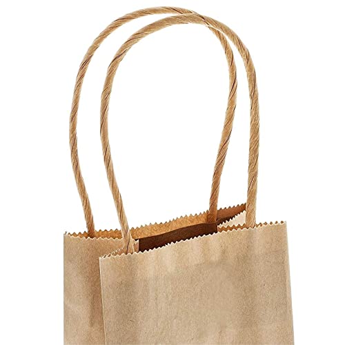Juvale 50-Pack Small Brown Gift Bags with Handles - Small Kraft Paper Bags for Birthday, Retail, Crafts (3.5x2.4x7 in) Juvale