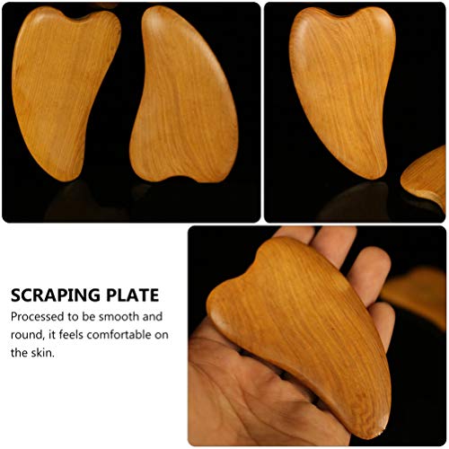 EXCEART 2pcs Wooden Scraping Massage Tool Heart- shaped Wood Face Scraping Board Facial Body Care Scraping Plate Therapy Tool, Anti Cellulite, Manual EXCEART