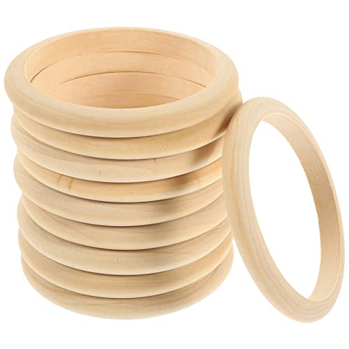 10pcs Wood Bangle Bracelets Unfinished Natural Round Wooden Ring for DIY Craft Project Making - WoodArtSupply