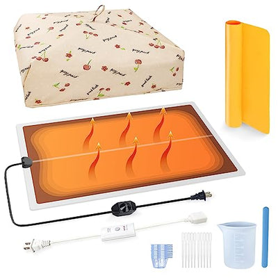 26pcs Resin Heating Mat Kit: Epoxy Resin Curing Machine for Resin Molds Shorten Curing Time Epoxy Resin Kit for Crafts w/ Resin Drying Mat Silicone