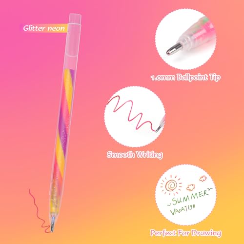 LIULIUCAI 12 Pack Mixing of 3 Colors Rainbow Gel Pens Color Changing Ballpoint Pen Glitter Pen Set for Adults Coloring Books Drawing Doodling LIULIUCAI