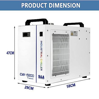 S&A Genuine CW-5200DH（Upgraded 5200DG） Water Chiller Duty Free for CO2 Laser Engraving Cutting Water Cooling Shipping From US - WoodArtSupply