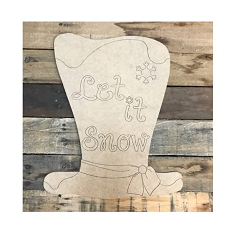 Let It Snow Hat Wood Craft,Unfinished Wooden Cutout Art,DIY Wood Sign, Inspirational Farmhouse Wall Plaque,Rustic Home Decor for Home Front Door Arupkeer