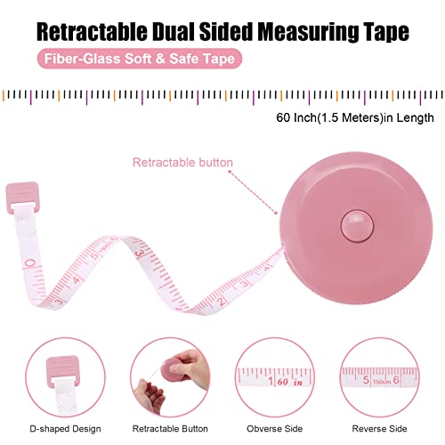 Measuring Tape Retractable, 60 Inch Soft Fabric Tape Measure for Body, Push Button Sewing Measurement Tape for Cloth Waist(12 Pack) - WoodArtSupply