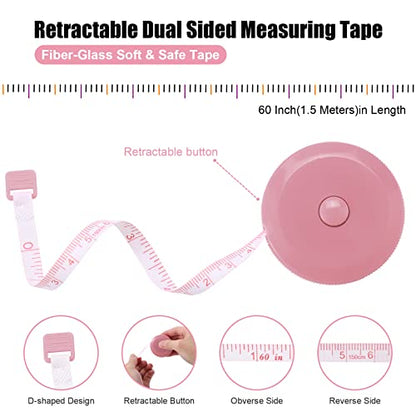 Measuring Tape Retractable, 60 Inch Soft Fabric Tape Measure for Body, Push Button Sewing Measurement Tape for Cloth Waist(12 Pack) - WoodArtSupply