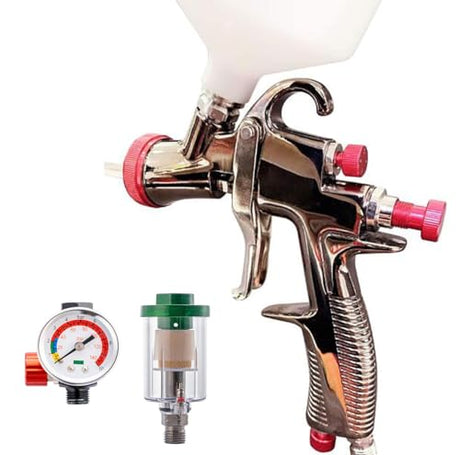 HIUHIU R500 LVLP Car Paint Spray Gun 1.3mm Nozzle, with Air Regulator and Oil-Water Separator,LVLP Automotive Air Spray Gun for Cars & House DIY HIUHIU