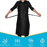 Chemical Resistant Work Cloth - Adjustable Bib Butcher Apron Waterproof Rubber Vinyl Apron Blacks - 43" Light Duty- Stay Dry When Dishwashing, Lab K Y KANGYUN