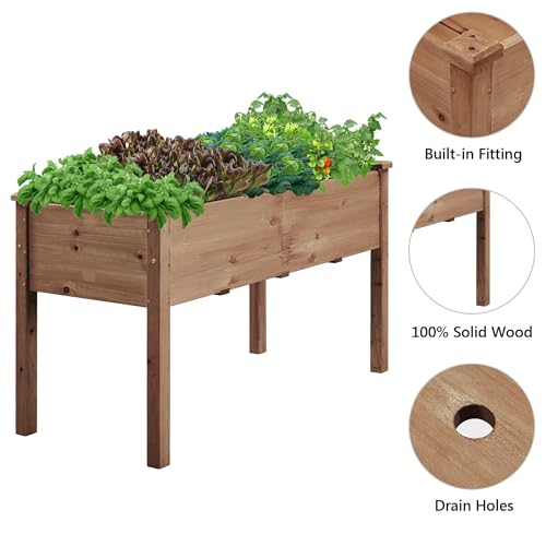 Yaheetech 1pc Raised Garden Bed 48x24x30in Elevated Wooden Horticulture Planter Box with Legs Standing Growing Bed for Yaheetech
