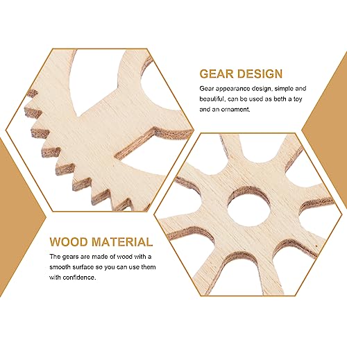 Amosfun 50pcs Mini Wooden Gear Puzzle Buttons Unfinished Wood Pieces Crafts DIY Painting Decorations Amosfun