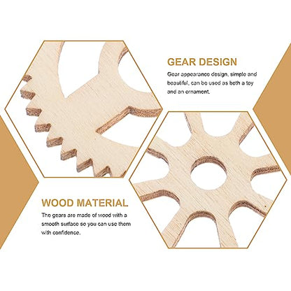 Amosfun 50pcs Mini Wooden Gear Puzzle Buttons Unfinished Wood Pieces Crafts DIY Painting Decorations - WoodArtSupply