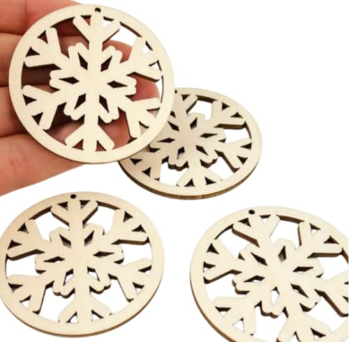 ALL SIZES BULK (12pc to 100pc) Unfinished Wood Laser Cutout Snowflake in Hoop Hoops Dangle Earring Jewelry Blanks Shape Crafts Made in Texas Texan Wood Crafts