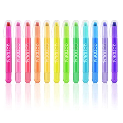 GOTIDEAL No Bleed Bible Highlighters, 12 Pack Assorted Colors Gel Highlighters Pens Set, Wax Bible Markers for Study Journaling School Book Supplies