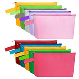 Sinzip 10 Pieces Cotton Canvas Makeup Bag with Bottom and Strap, Multi-Purpose Cosmetic Bag with Zipper Travel Toiletry Pouch, Blank DIY Craft Bag Sinzip